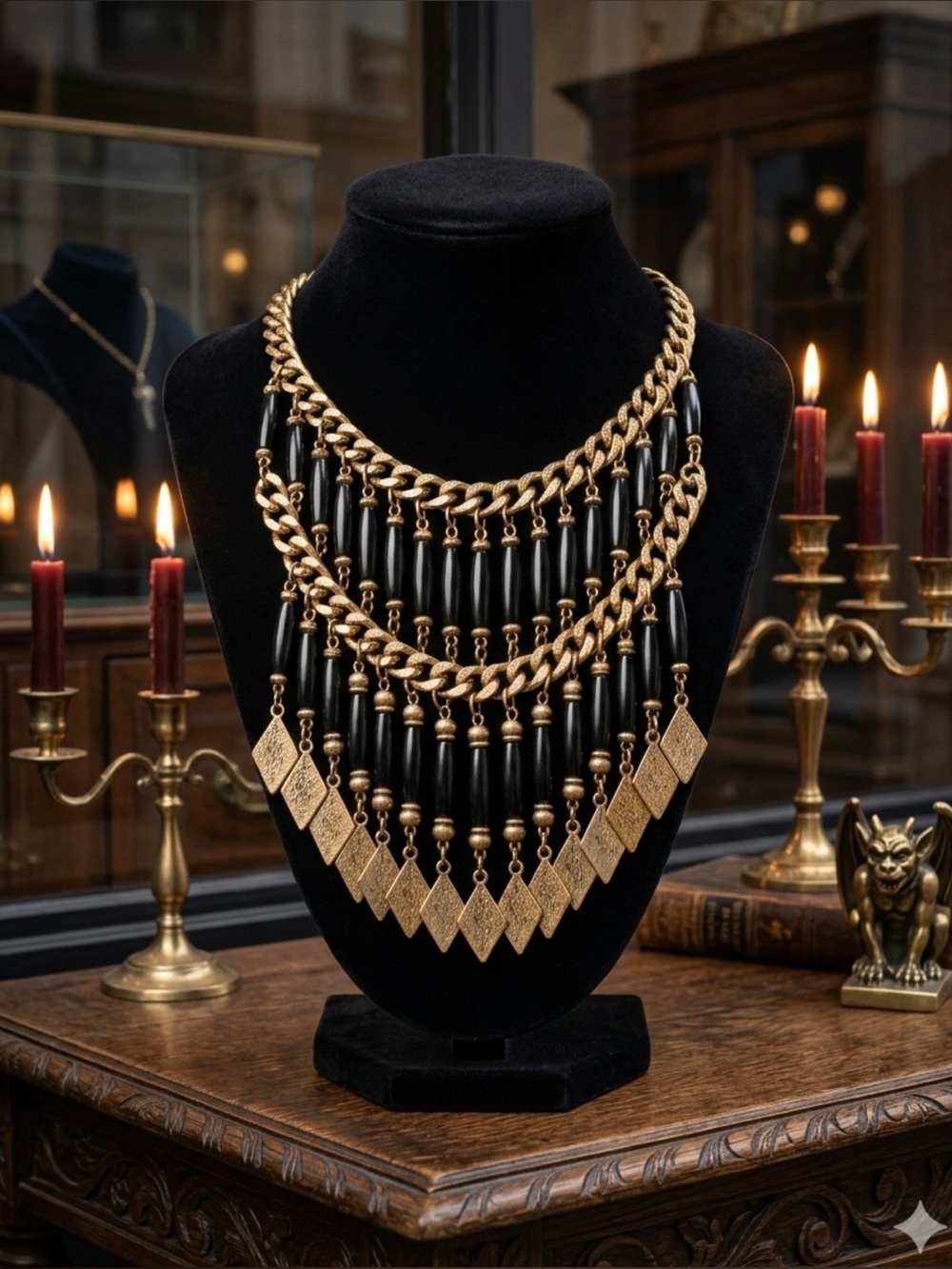 Akasha Egyptian Gothic Vampire Goth Glam Layered Necklace Pendant - Picture 5 of 5
